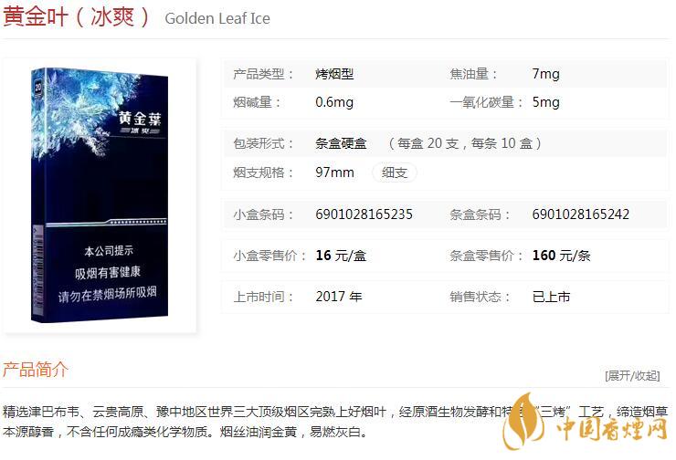 黃金葉冰爽多少錢一盒價格？黃金葉冰爽價格及參數(shù)圖片2020